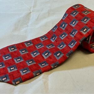 Jos. A. Bank Red Geometric Silk Tie 60x3.75